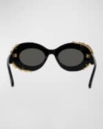 Image 5 of 5: Loewe Embellished Acetate & Metal Oval Sunglasses