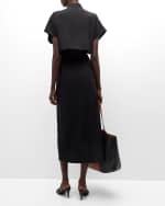 Image 3 of 6: Vanessa Bruno Cheryle Capelet Button-Front Midi Dress