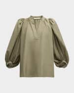 Image 1 of 6: Vanessa Bruno Bell Ruched Blouson-Sleeve Blouse