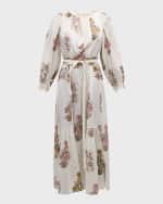Image 1 of 6: Vanessa Bruno Darabelle Floral-Print Cotton Midi Dress