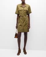 Image 1 of 6: Vanessa Bruno Derek Belted Open-Back Mini Shirtdress