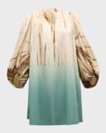 Image 1 of 6: Vanessa Bruno Vanessa Ombre Blouson-Sleeve Mini Shift Dress