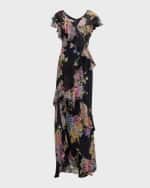 Image 1 of 6: Rickie Freeman for Teri Jon Floral-Print Ruffle Chiffon Gown