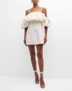 Image 5 of 6: SIMKHAI Puff Overlay Square-Neck Mini Dress