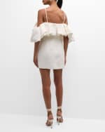 Image 3 of 6: SIMKHAI Puff Overlay Square-Neck Mini Dress