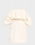 Image 1 of 6: SIMKHAI Puff Overlay Square-Neck Mini Dress