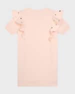 Image 2 of 2: Chloe Girl's Embroidered Logo-Print Dress W/ Ruffle Trim, Size 6-12
