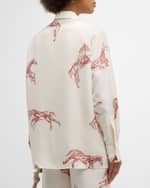 Image 5 of 6: Rohe Long-Sleeve Silk Ballpoint Horse Shirt