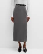 Image 2 of 6: LE17SEPTEMBRE Belted Straight Twill Midi Skirt