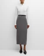 Image 5 of 6: LE17SEPTEMBRE Belted Straight Twill Midi Skirt