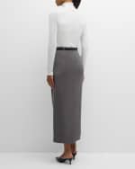 Image 3 of 6: LE17SEPTEMBRE Belted Straight Twill Midi Skirt