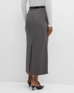 Image 4 of 6: LE17SEPTEMBRE Belted Straight Twill Midi Skirt