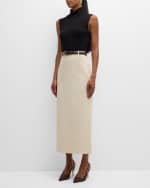 Image 2 of 6: LE17SEPTEMBRE Belted Straight Twill Midi Skirt