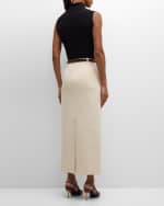 Image 4 of 6: LE17SEPTEMBRE Belted Straight Twill Midi Skirt