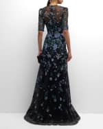 Image 4 of 6: Rickie Freeman for Teri Jon Embroidered A-Line Tulle Gown