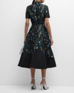 Image 4 of 6: Rickie Freeman for Teri Jon A-Line Floral Jacquard Midi Shirtdress