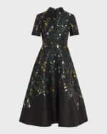 Image 1 of 6: Rickie Freeman for Teri Jon A-Line Floral Jacquard Midi Shirtdress