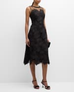 Image 5 of 6: Rickie Freeman for Teri Jon Beaded Floral Lace Midi Dress