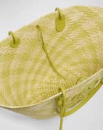 Image 4 of 5: Loewe x Paula’s Ibiza Anagram Basket Shoulder Bag in Checkered Iraca Palm with Leather Handles