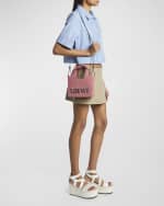 Image 2 of 5: Loewe x Paula’s Ibiza Font Logo Mini Tote Bag in Raffia
