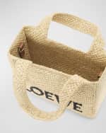 Image 5 of 6: Loewe x Paula’s Ibiza Font Logo Mini Tote Bag in Raffia