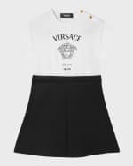Image 1 of 5: Versace Girl's Combo Dress W/ Medusa Graphic, Size 4-6