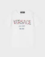 Image 1 of 5: Versace Girl's Floral Logo-Printed T-Shirt, Size 4-6