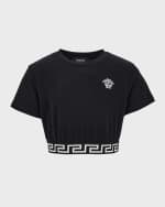Image 1 of 4: Versace Girl's Greca Border Cropped T-Shirt, Size 4-6