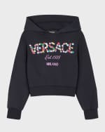 Image 1 of 5: Versace Girl's Floral Logo-Print Hoodie, Size 4-6