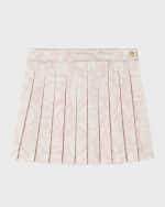 Image 1 of 5: Versace Girl's Barocco-Print Pleated Skirt, Size 4-6