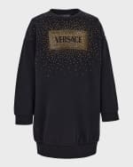 Image 1 of 2: Versace Girl's Bedazzled Logo-Print Sweater Dress, Size 4-6