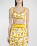 Image 3 of 7: Dolce&Gabbana Tailored Brocade Print Bra Top