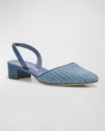 Image 3 of 6: Manolo Blahnik Woven Slingback Ballerina Pumps