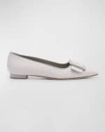 Image 1 of 6: Manolo Blahnik Maysale Croco Buckle Ballerina Flats