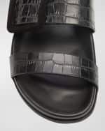 Image 4 of 6: Manolo Blahnik Mayfu Fussbett Croco Slide Sandals