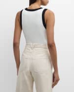Image 5 of 6: Veronica Beard Sandra Contrast-Trim Tank Top