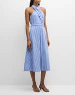 Image 5 of 6: Veronica Beard Baylee Stripe Halter Midi Dress