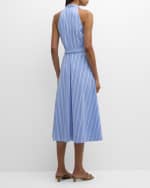 Image 4 of 6: Veronica Beard Baylee Stripe Halter Midi Dress