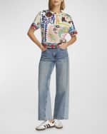 Image 4 of 4: Robert Graham Paisley Hearts Cropped Floral-Print T-Shirt