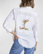 Image 5 of 5: Robert Graham Hadley Embroidered Scalloped Linen Shirt