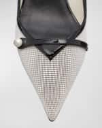 Image 4 of 6: Jimmy Choo Amita Mesh Pearly-Strap Slingback Pumps