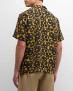 Image 3 of 6: Frescobol Carioca Men's Roberto Linen Perennial-Print Camp Shirt