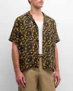 Image 1 of 6: Frescobol Carioca Men's Roberto Linen Perennial-Print Camp Shirt