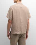 Image 3 of 6: Frescobol Carioca Men's Angelo Linen Camp Shirt