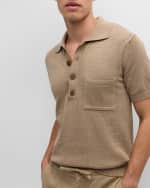Image 4 of 6: Frescobol Carioca Men's Clemente Cotton Knit Polo Shirt