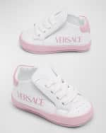 Image 1 of 3: Versace Girl's Logo-Print Leather Pre-Walkers, Newborn-12M