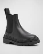 Image 3 of 5: Versace Girl's Leather Chelsea Boots, Toddlers