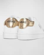 Image 3 of 3: Versace Kid's Laminated Logo-Print Sneakers, Baby/Toddlers