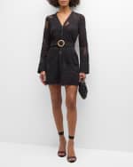 Image 2 of 6: Ramy Brook Teresa Belted Embroidered Mesh Mini Dress