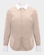 Image 1 of 6: Veronica Beard Marisol Classic Stripe Shirt
